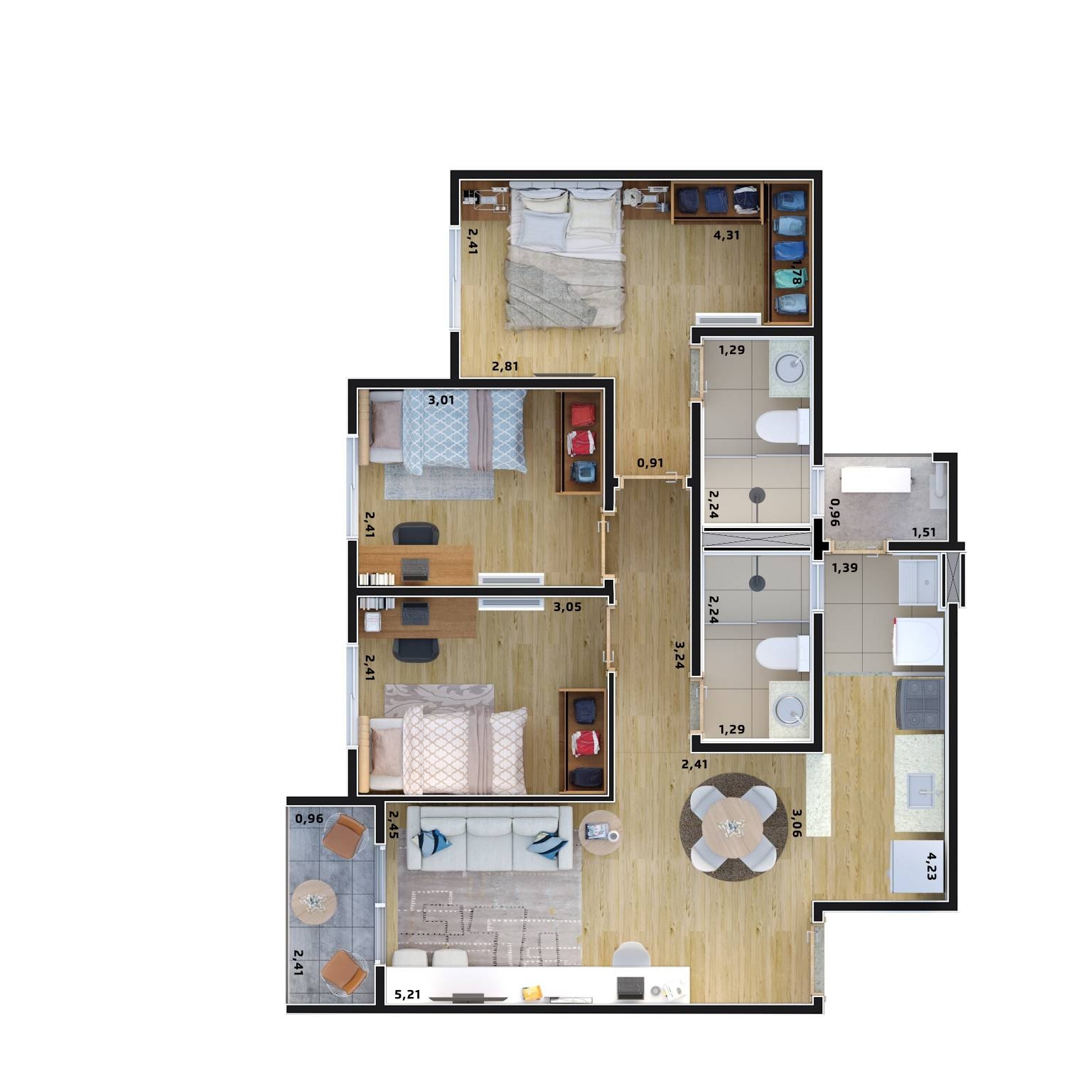 3 Dorms - Tipo