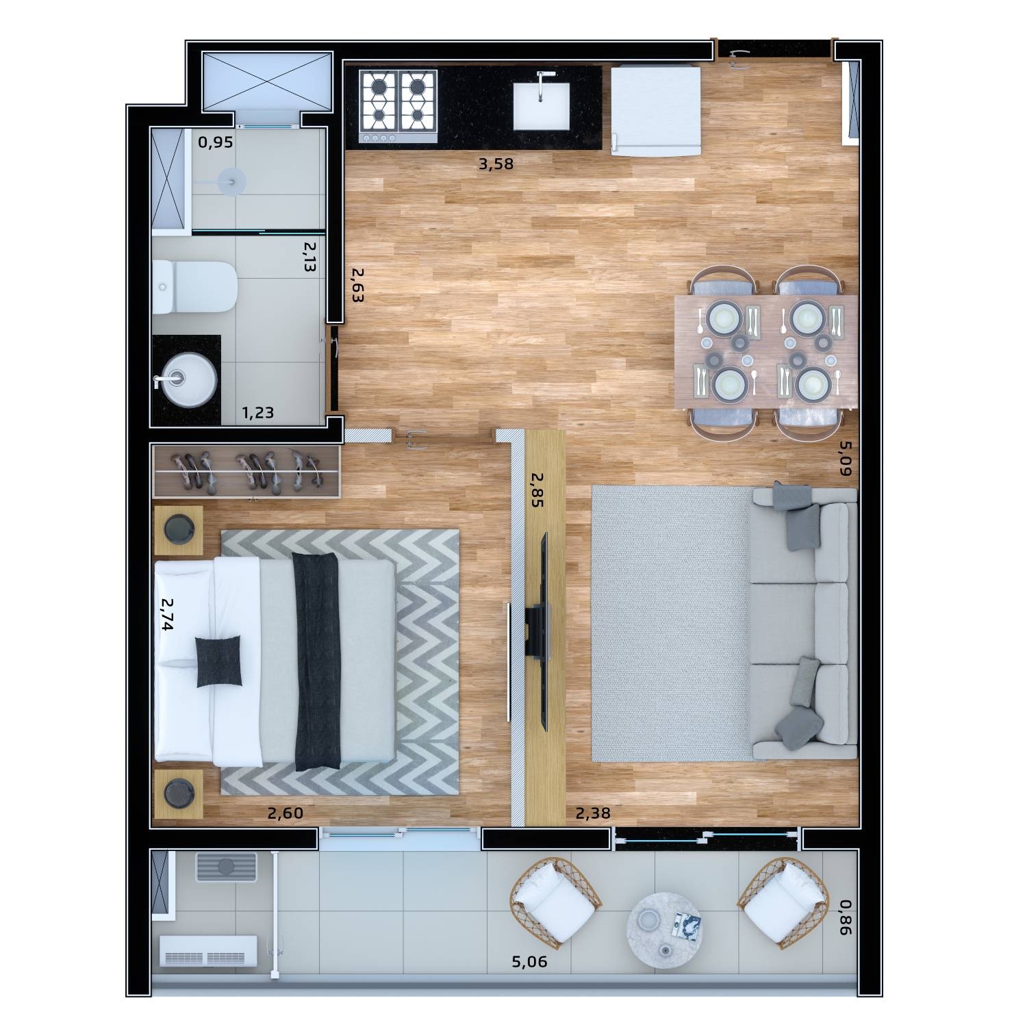 APARTAMENTO TIPO 1 DORM