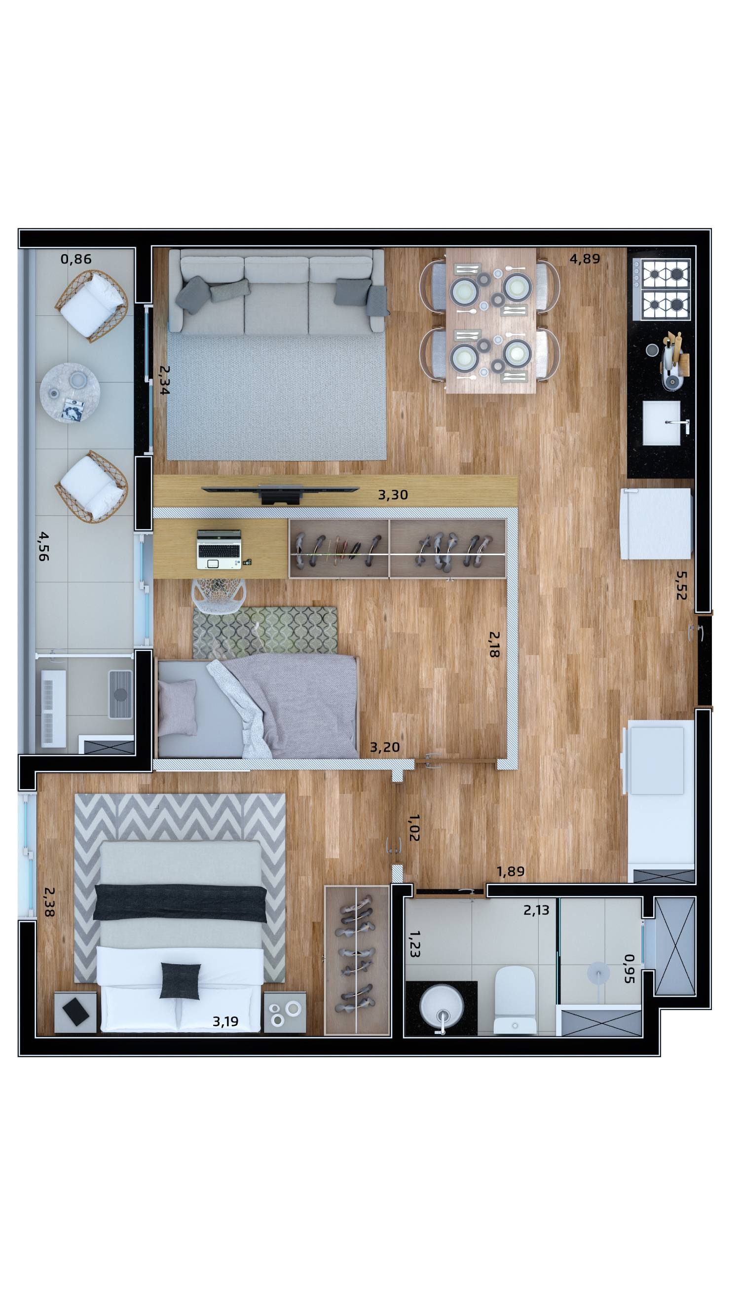 APARTAMENTO TIPO 2 DORM